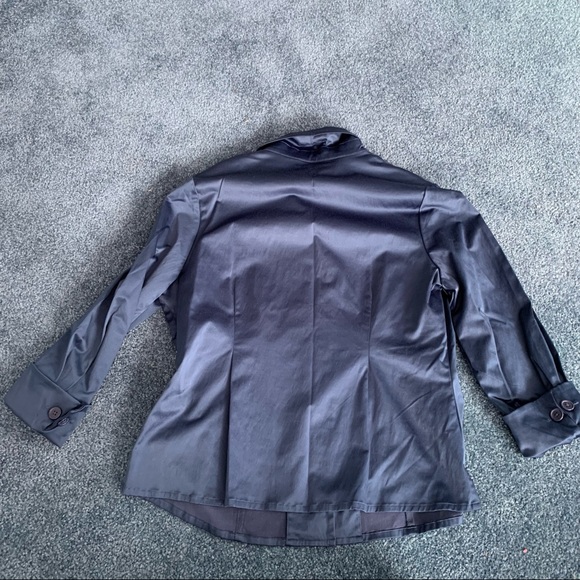 Linea by Louis Dell'Olio Blue Shiny Blazer Jacket Shirt - Picture 9 of 11